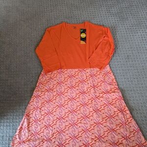 Svaha Orange and Pink Patterned Women's Dress